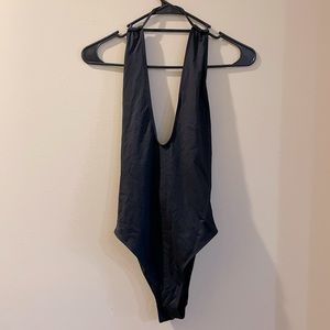 NWT H&M Black Halter Plunge One Piece Bathing Suit